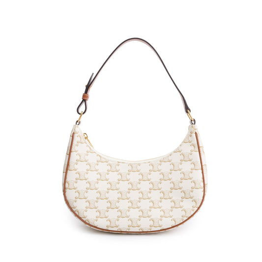 Celine 2021 White Triomphe Canvas Ava Shoulder Bag