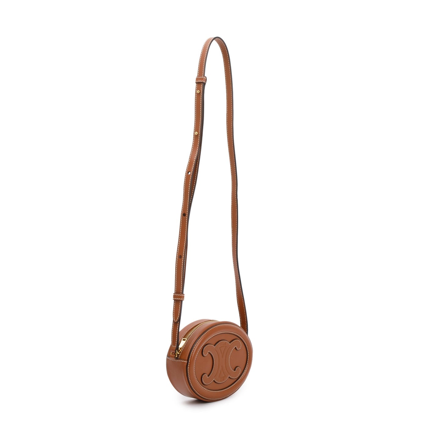 Celine 2022 Tan Smooth Calfskin Leather Mini Cuir Triomphe Oval Crossbody Bag
