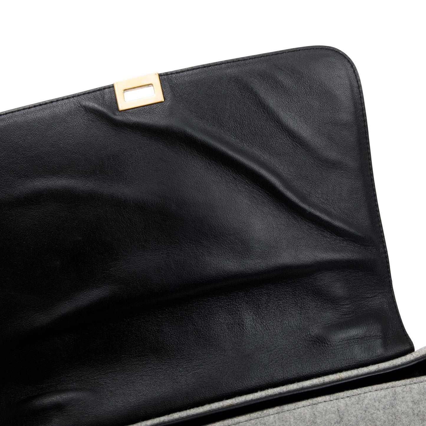 Celine Black Calfskin Leather and Grey Felt Medium Trapeze Bag
