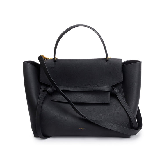Celine Black Grained Calfskin Leather Mini Belt Bag