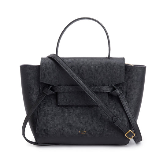 Celine Black Grained Calfskin Leather Nano Belt Bag