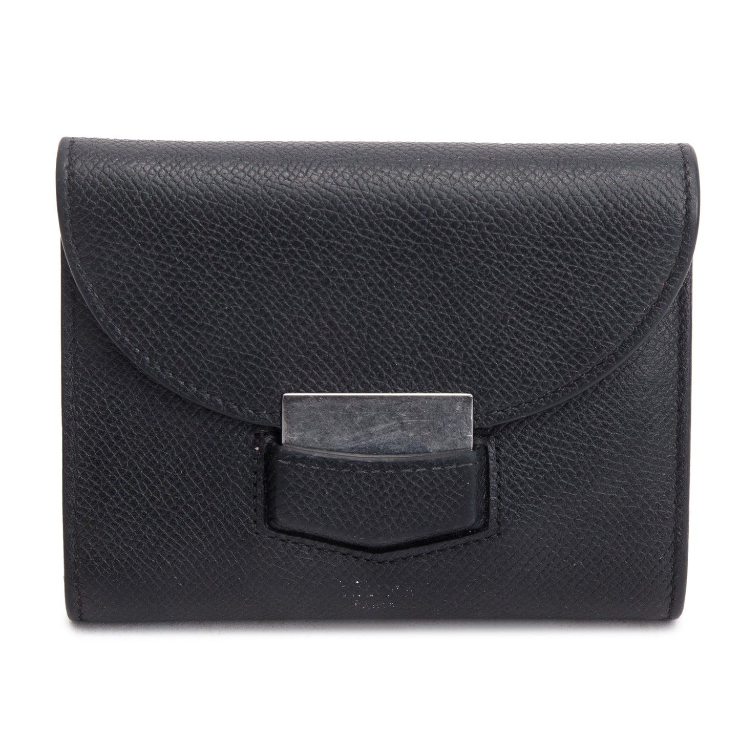 Celine Black Grained Calfskin Leather Small Trotteur Multifunction Wallet