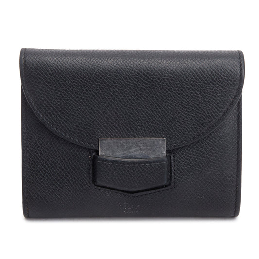 Celine Black Grained Calfskin Leather Small Trotteur Multifunction Wallet