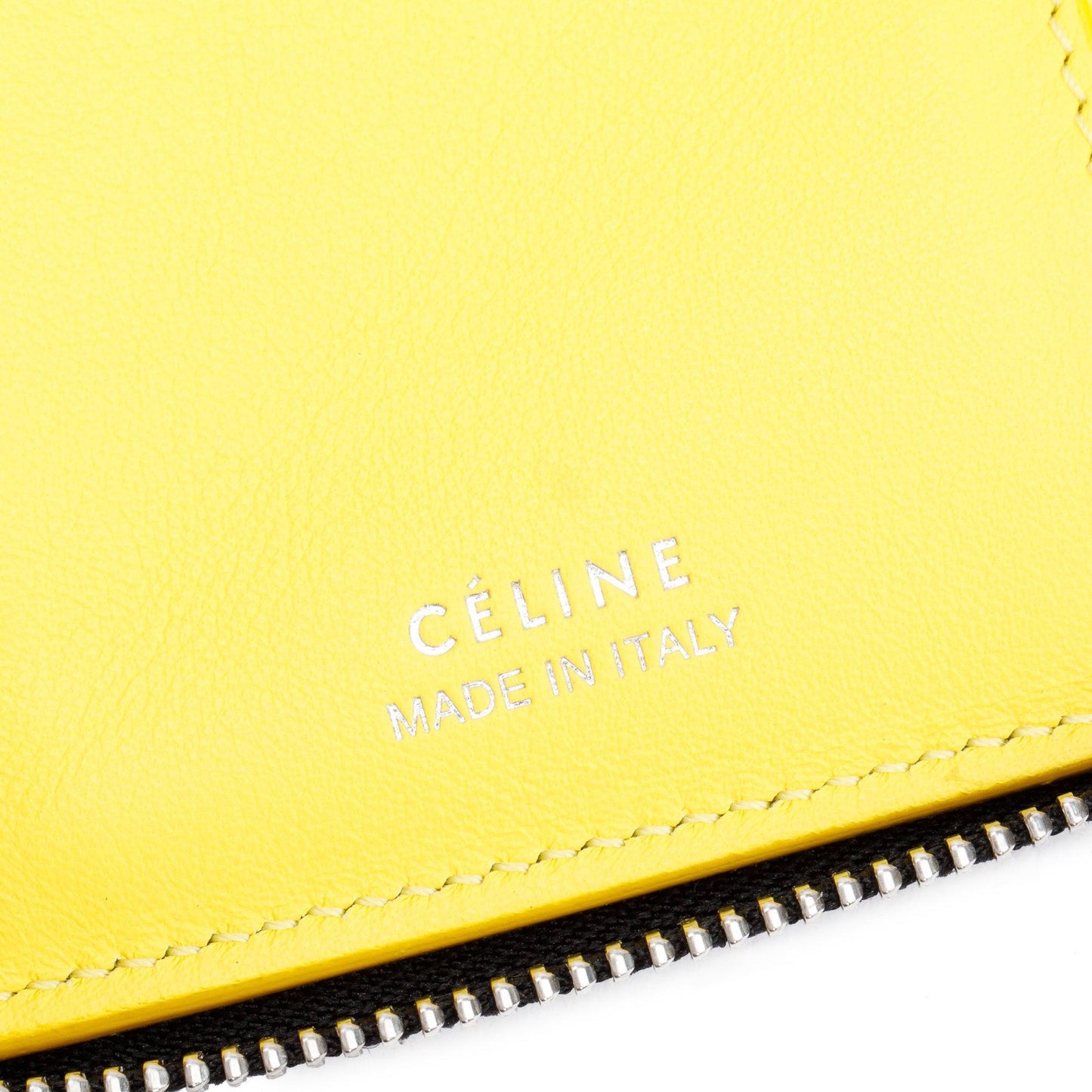 Celine Black Grained Calfskin Leather Zipped Compact Wallet