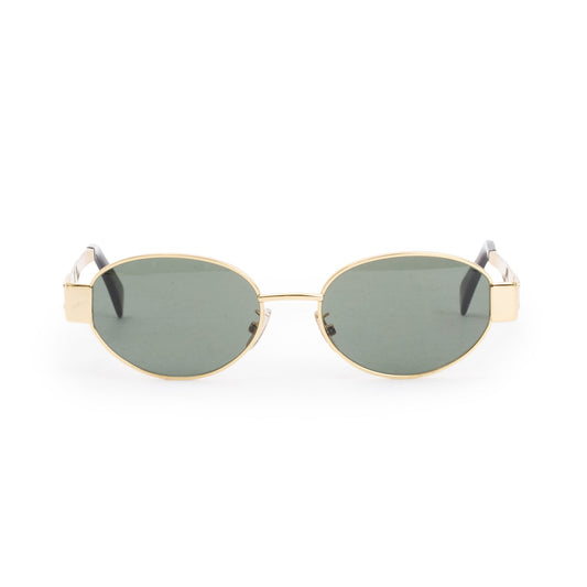 Celine CL401235U Gold-Tone Triomphe Metal 01 Oval Sunglasses