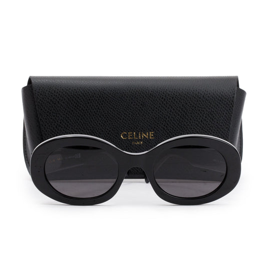 Celine CL40194U Black Acetate Triomphe 01 Oval Sunglasses