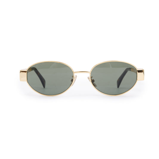 Celine CL40235U Gold-Tone Triomphe Metal 01 Oval Sunglasses