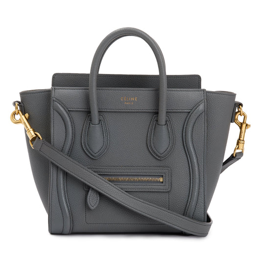 Celine Grey Calfskin Leather Nano Luggage Tote