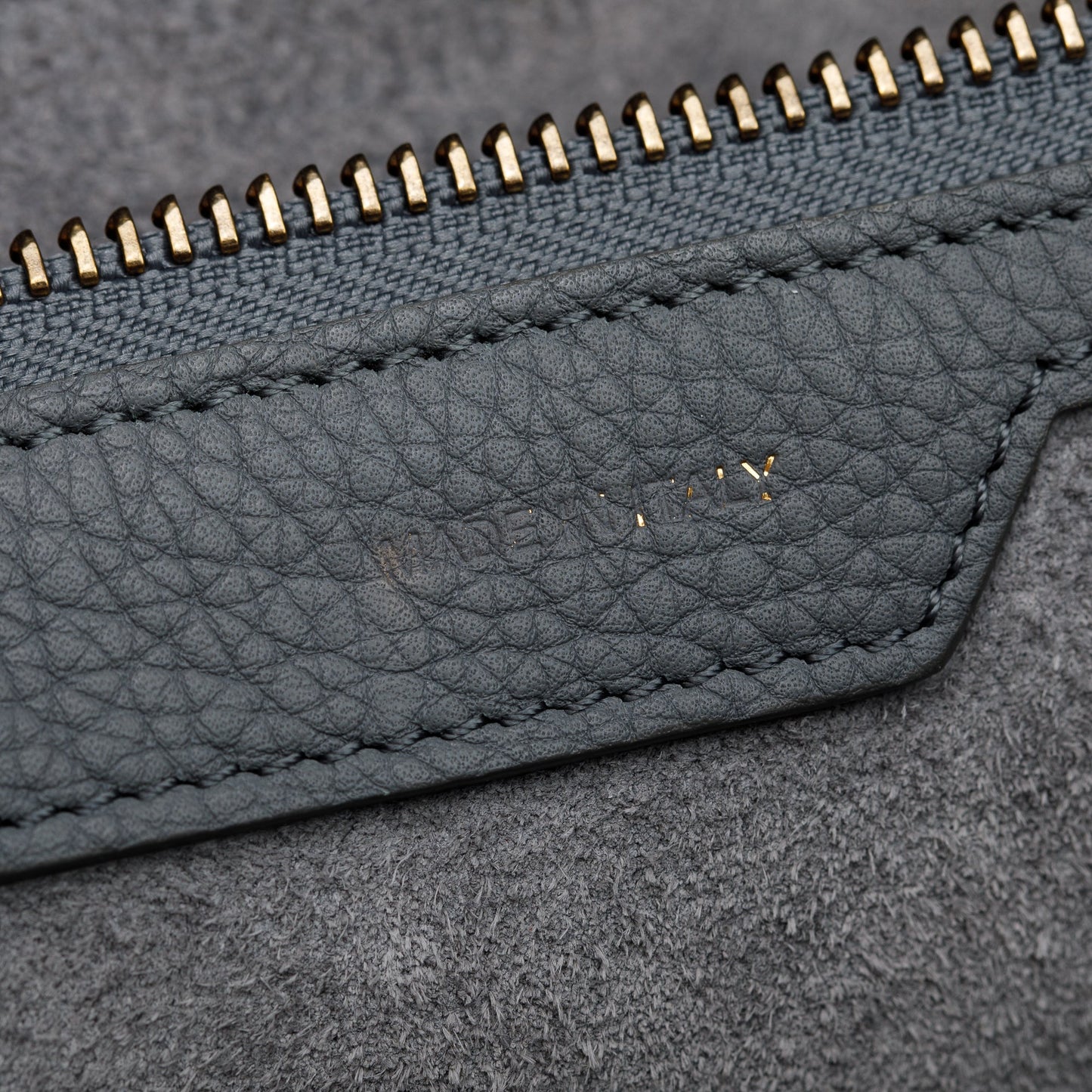 Celine Grey Drummed Calfskin Leather Mini Luggage Tote