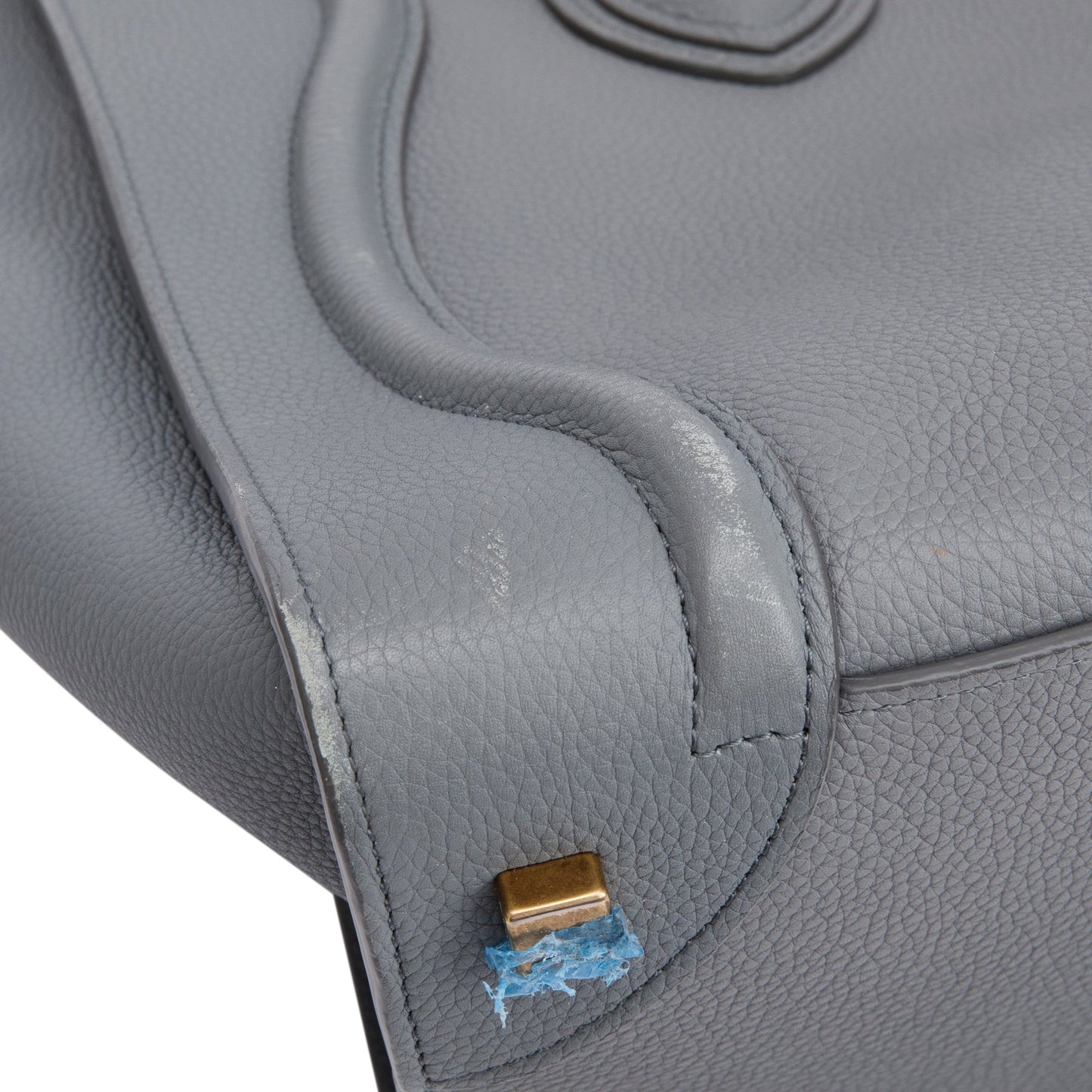 Celine Grey Drummed Calfskin Leather Mini Luggage Tote
