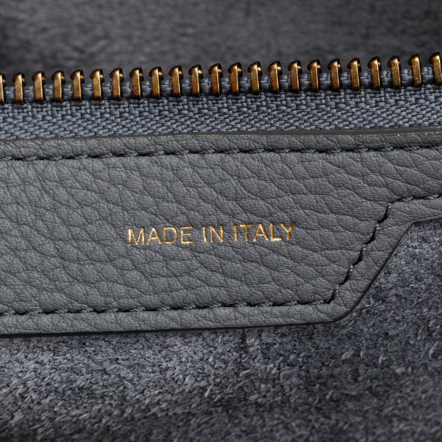 Celine Grey Drummed Calfskin Leather Mini Luggage Tote