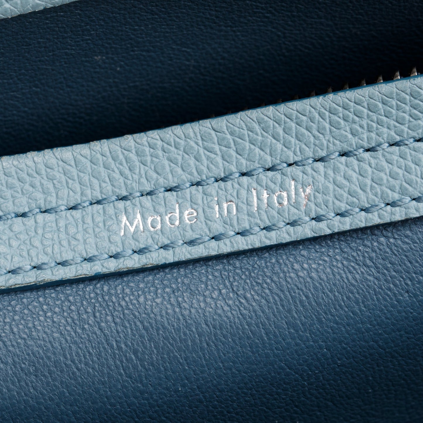 Celine Light Blue Drummed Calfskin Leather Mini Luggage Tote