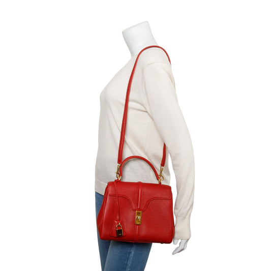 Celine Red Calfskin Leather Small 16 Bag
