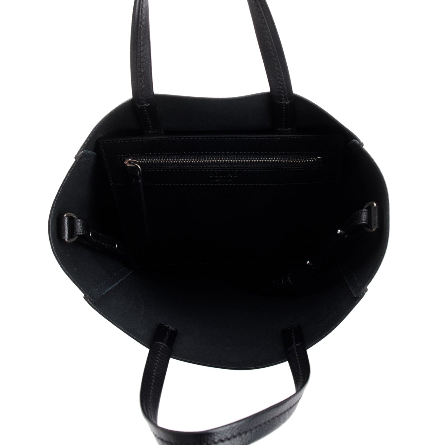 Celine Small Black Grained Calfskin Leather Vertical Cabas Tote
