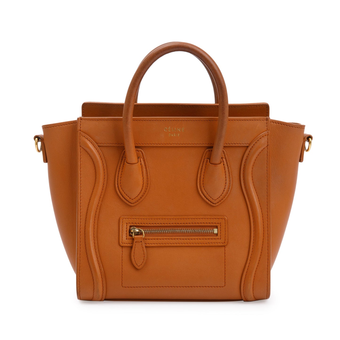 Celine Terracotta Smooth Calfskin Leather Nano Luggage Tote