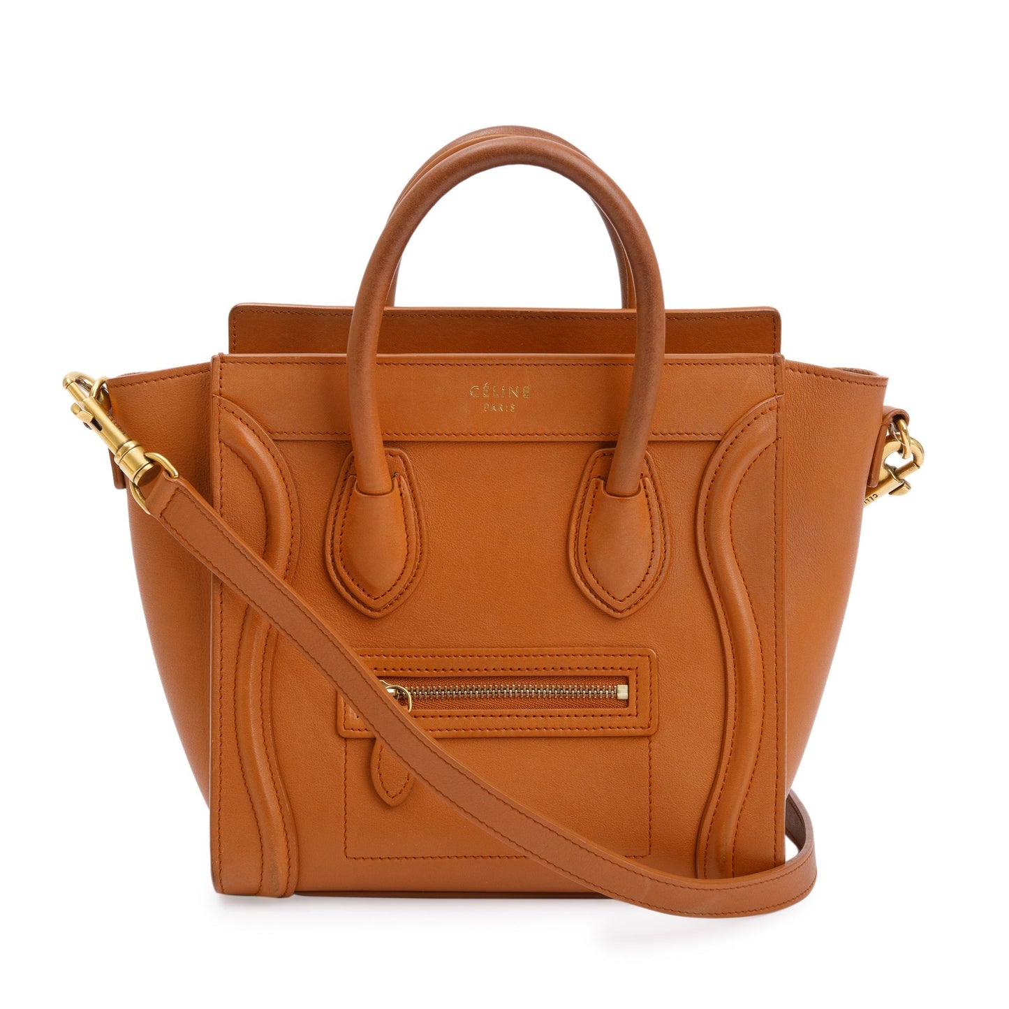 Celine Terracotta Smooth Calfskin Leather Nano Luggage Tote