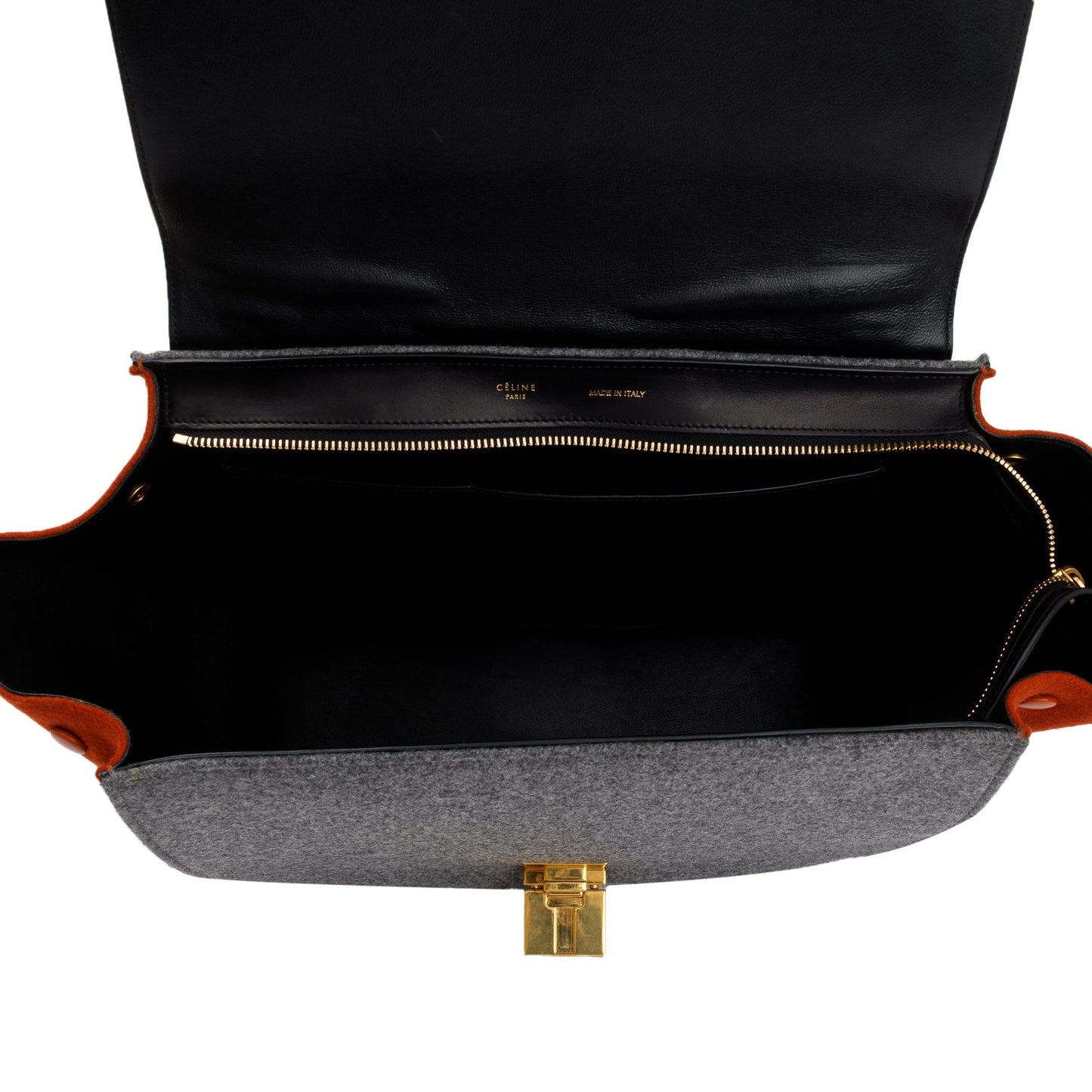 Celine Tricolor Calfskin Leather and Felt Medium Trapeze Bag