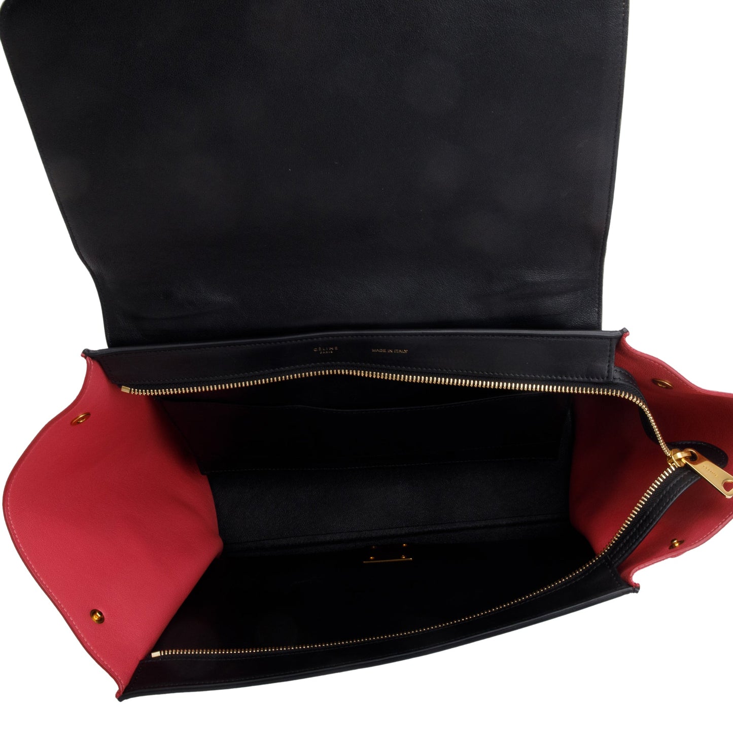 Celine Tricolor Calfskin Leather and Suede Medium Trapeze Bag