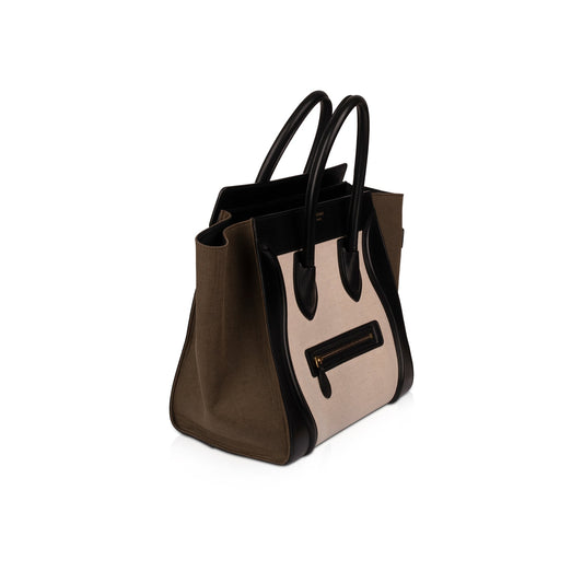 Celine Tricolour Leather & Canvas Mini Luggage Tote