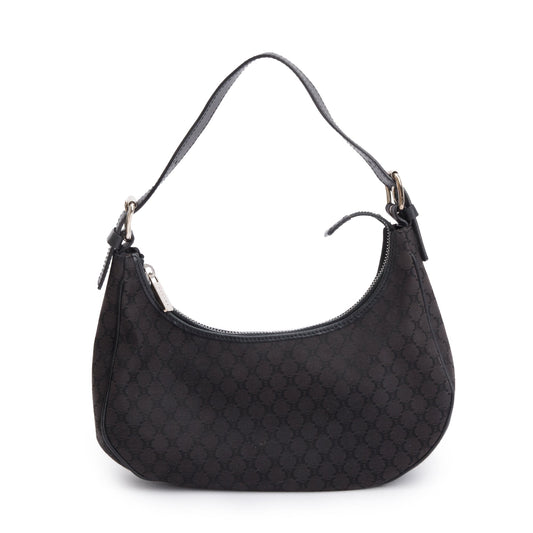 Celine Vintage Black Triomphe Canvas Ava Shoulder Bag