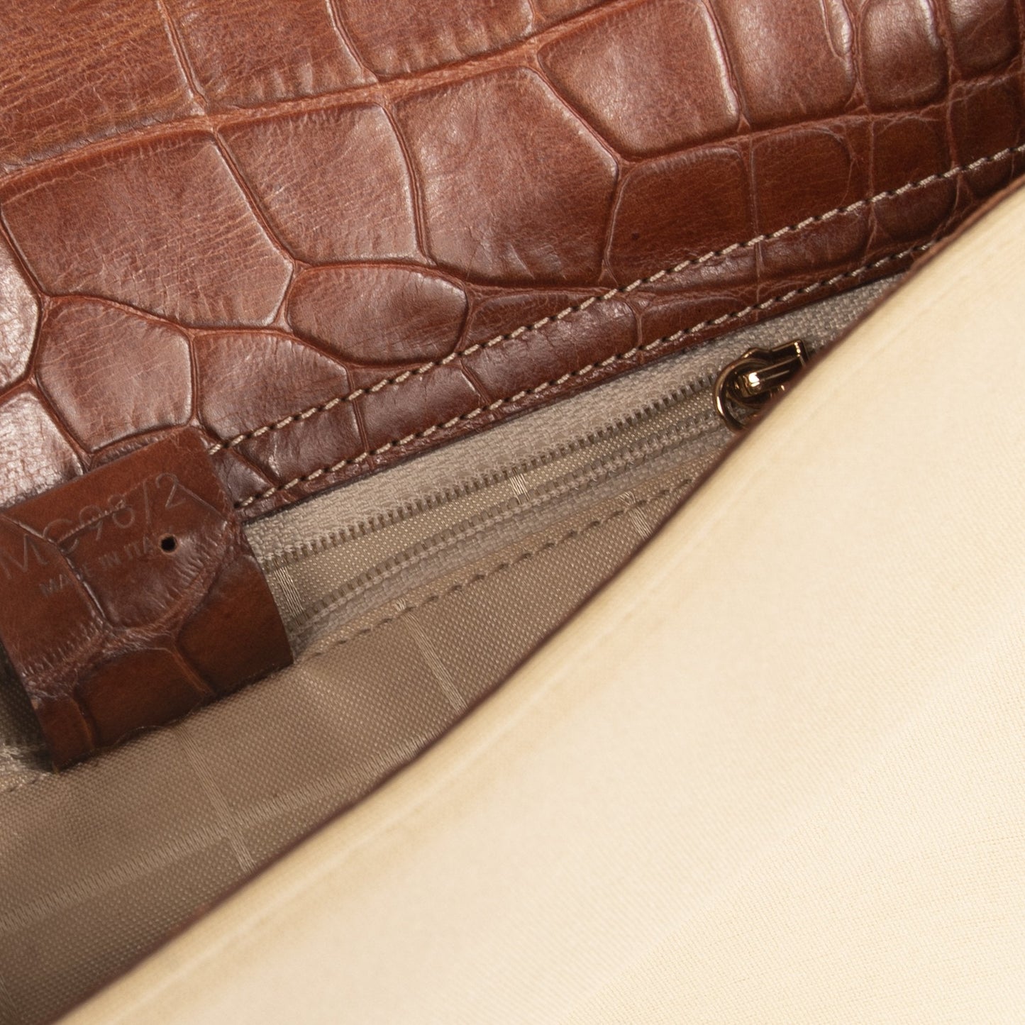 Celine Vintage Crocodile Embossed & Canvas Shoulder Bag