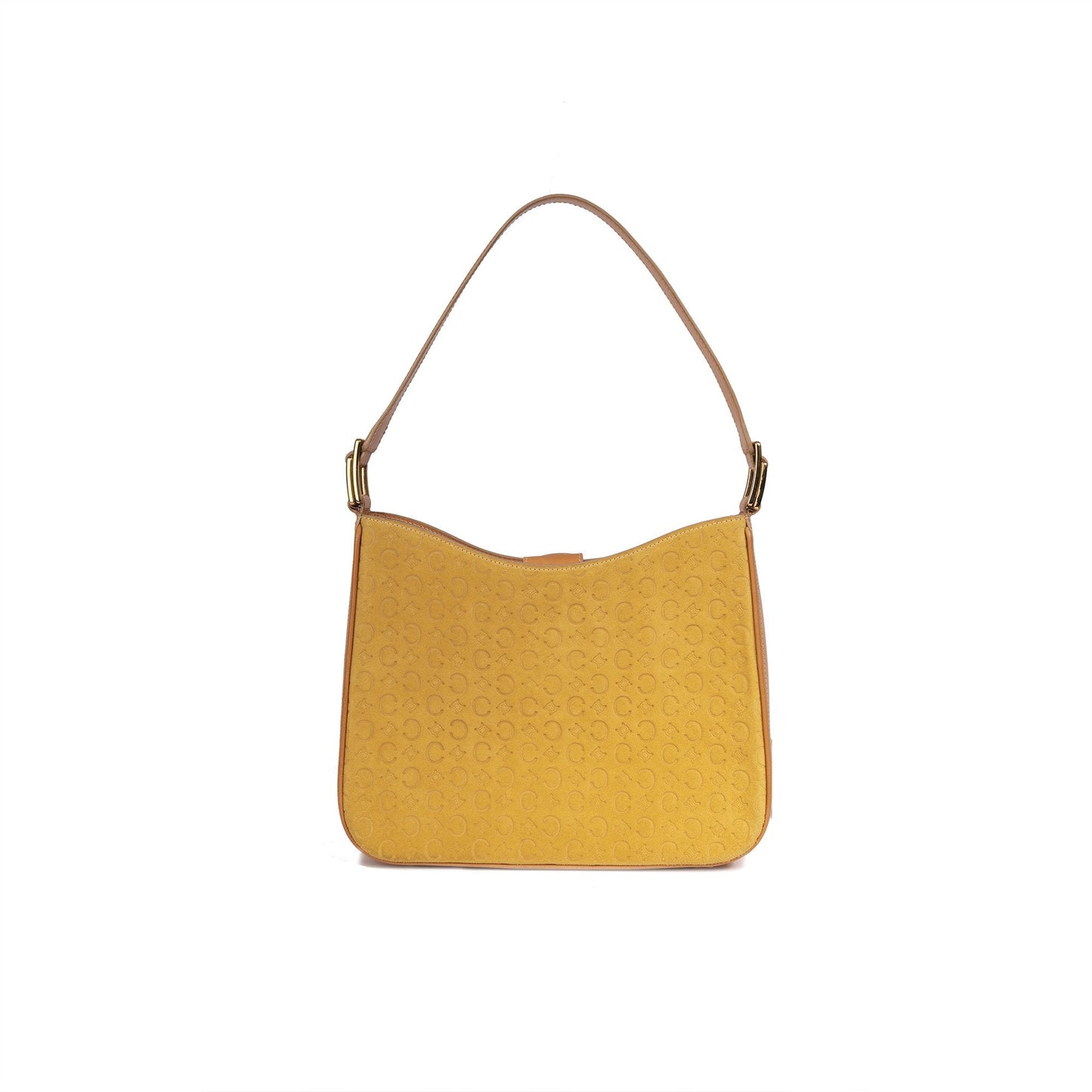 Celine Vintage Leather-Trimmed Monogram Suede Shoulder Bag