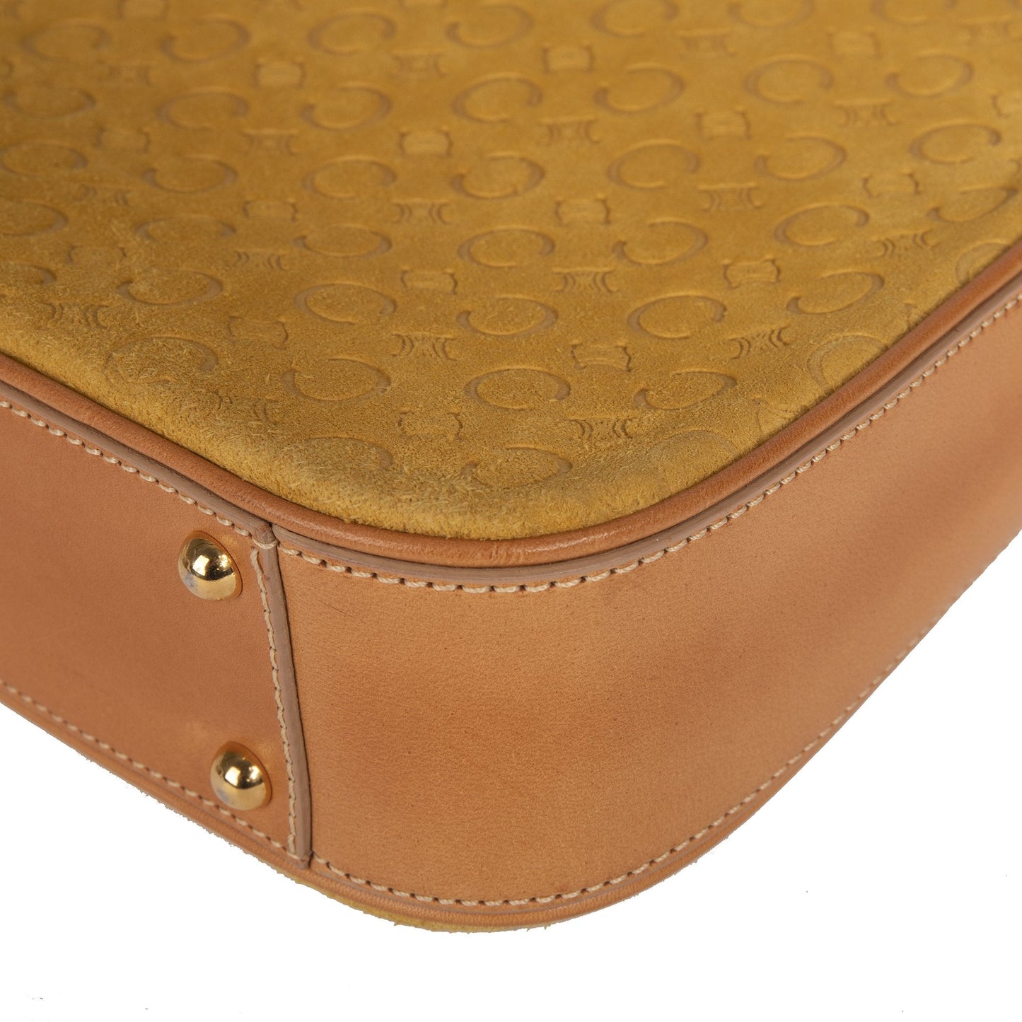 Celine Vintage Leather-Trimmed Monogram Suede Shoulder Bag