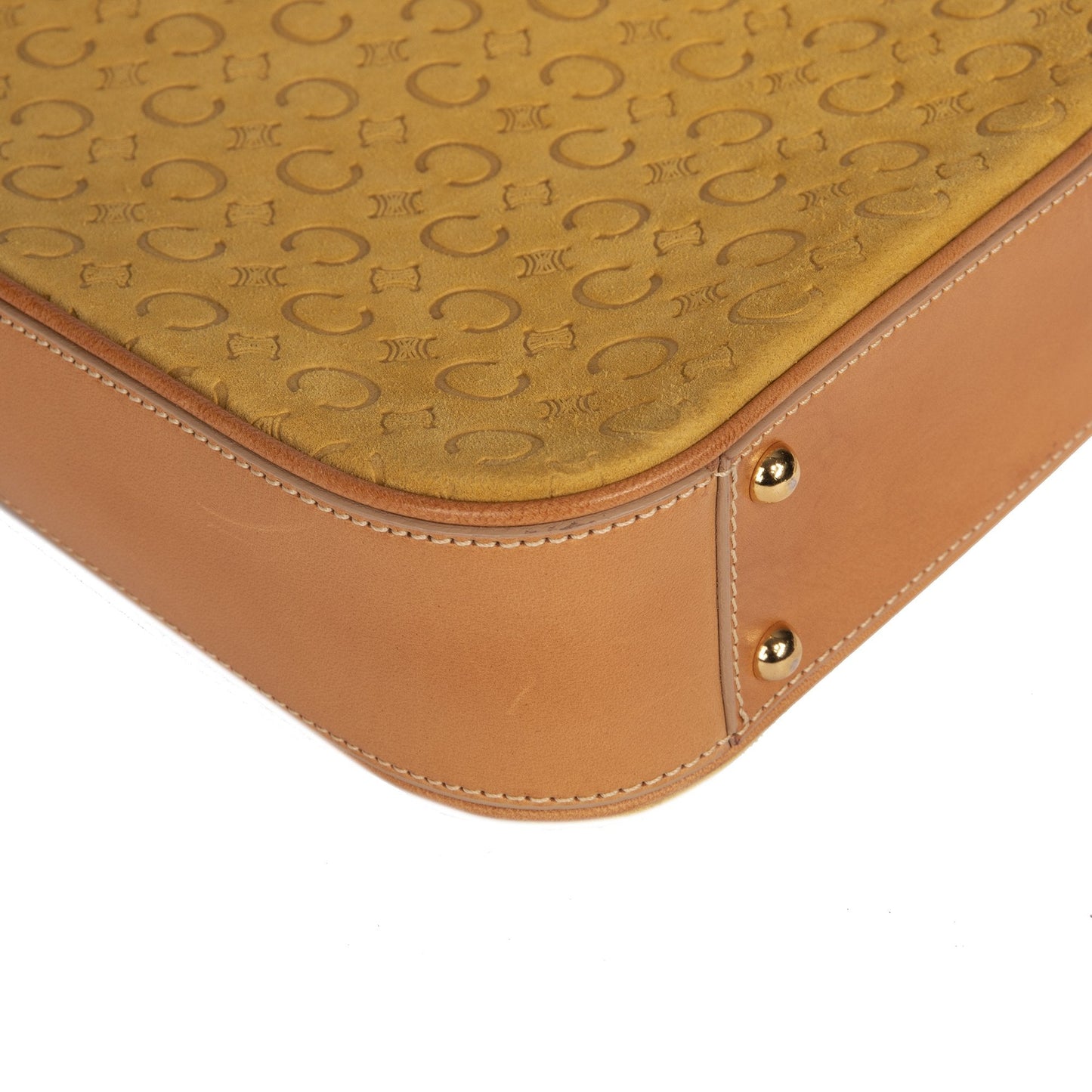 Celine Vintage Leather-Trimmed Monogram Suede Shoulder Bag