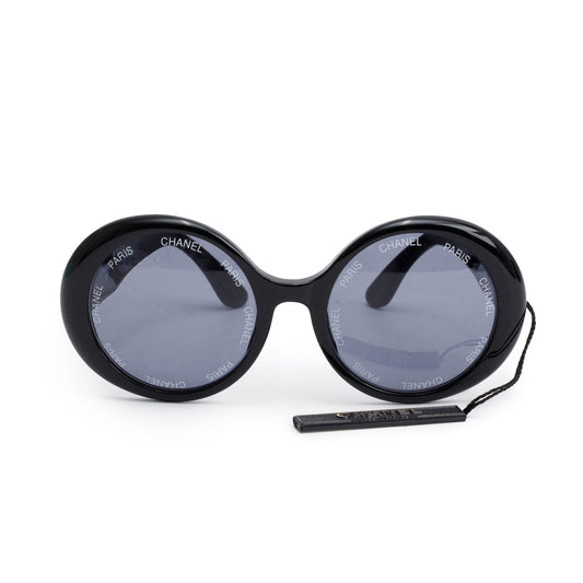 Chanel 01949 Black Acetate CC Logo Round Sunglasses