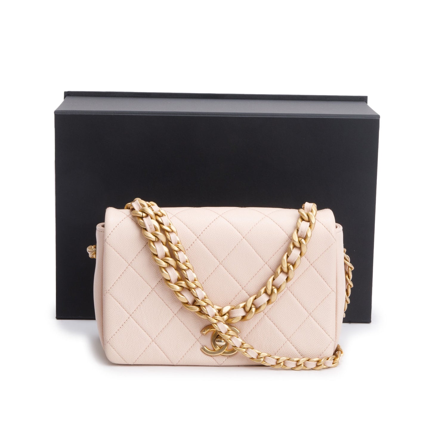 Chanel 2020 Beige Quilted Caviar Leather Small Fashion Therapy Full Flap Bag