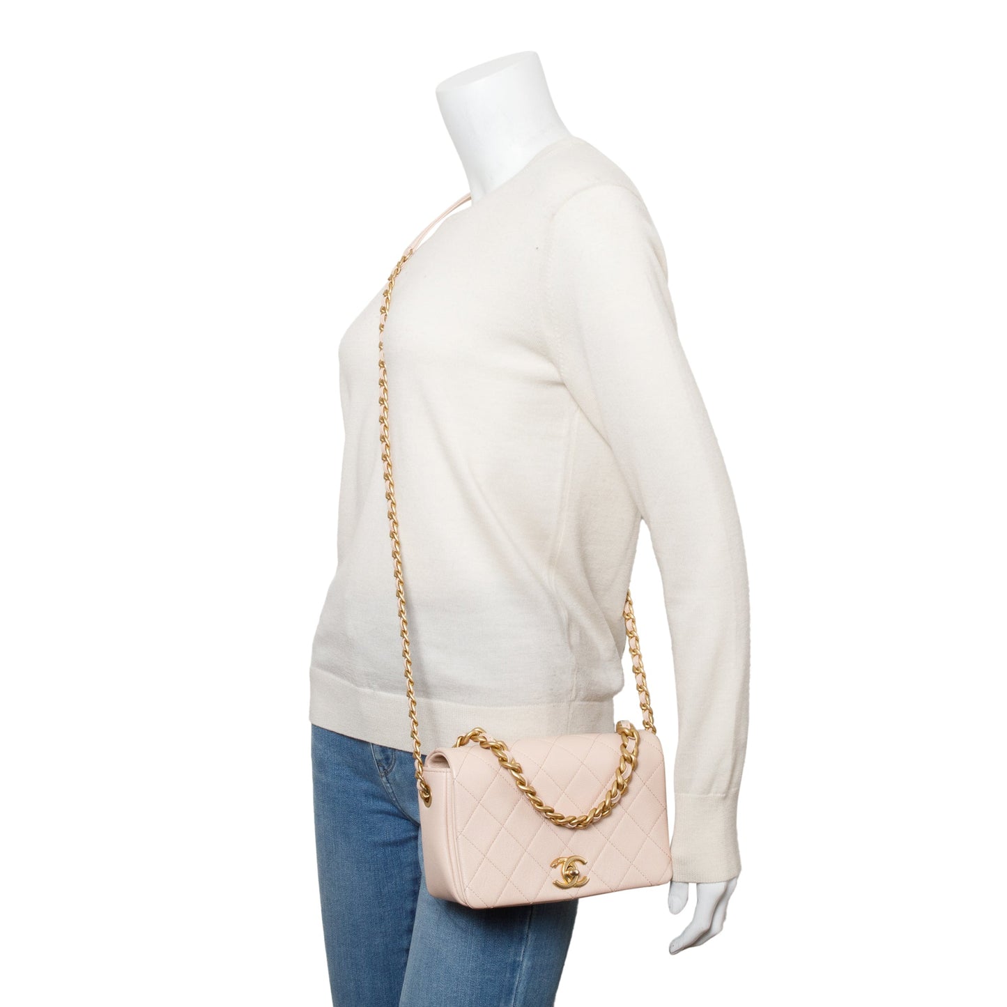 Chanel 2020 Beige Quilted Caviar Leather Small Fashion Therapy Full Flap Bag