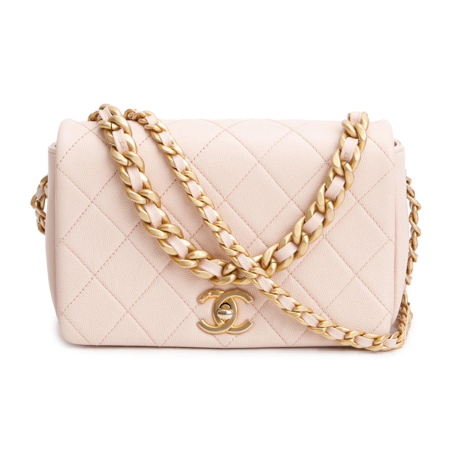Chanel 2020 Beige Quilted Caviar Leather Small Fashion Therapy Full Flap Bag