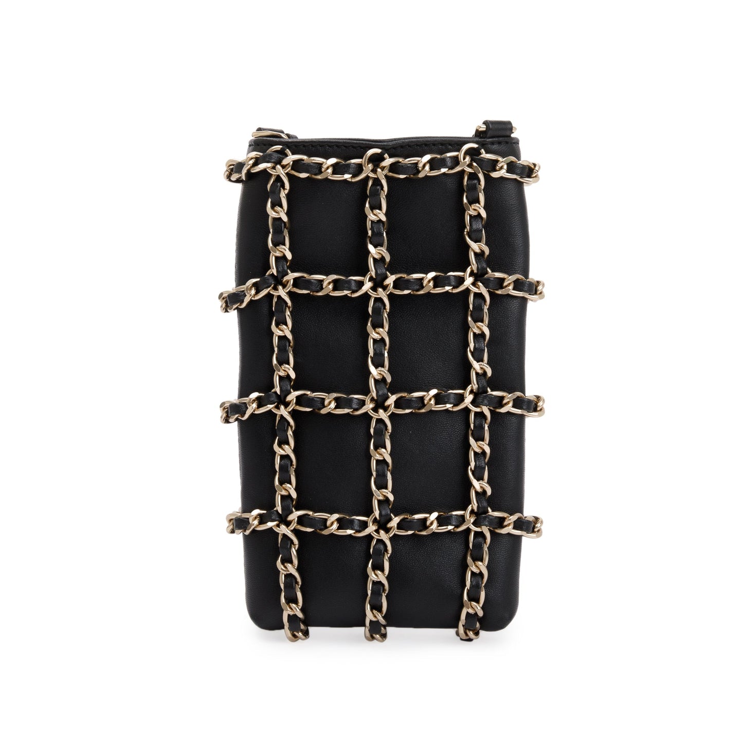 Chanel 2020 Black Calfskin Leather Tech Me Out Clutch With Chain
