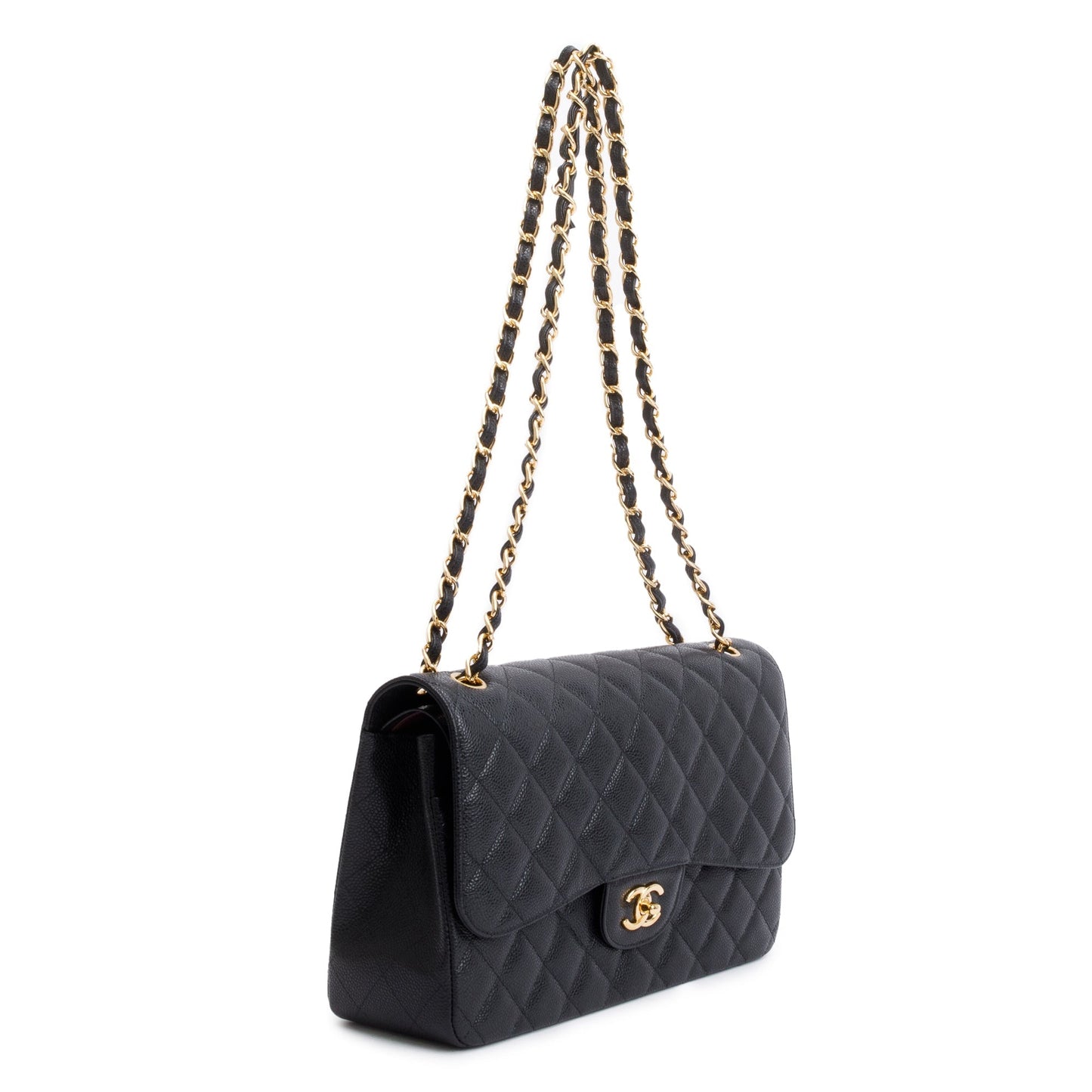 Chanel 2020 Black Caviar Classic Jumbo Double Flap Bag