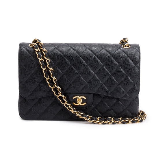 Chanel 2020 Black Caviar Classic Jumbo Double Flap Bag