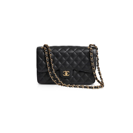 Chanel 2020 Black Caviar Classic Jumbo Double Flap Bag