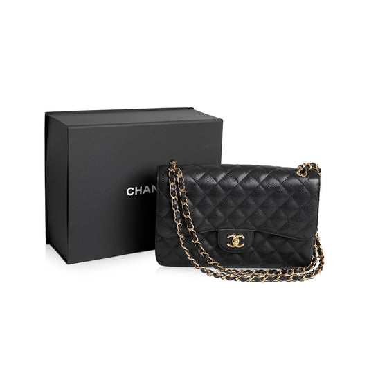 Chanel 2020 Black Caviar Classic Jumbo Double Flap Bag