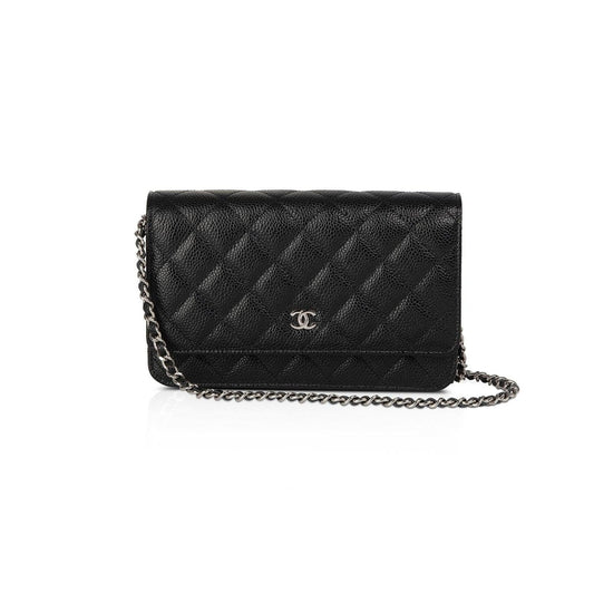 Chanel 2020 Black Caviar Classic Wallet on Chain