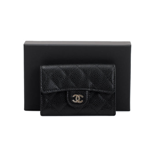 Chanel 2020 Black Caviar Leather Classic Flap Card Holder
