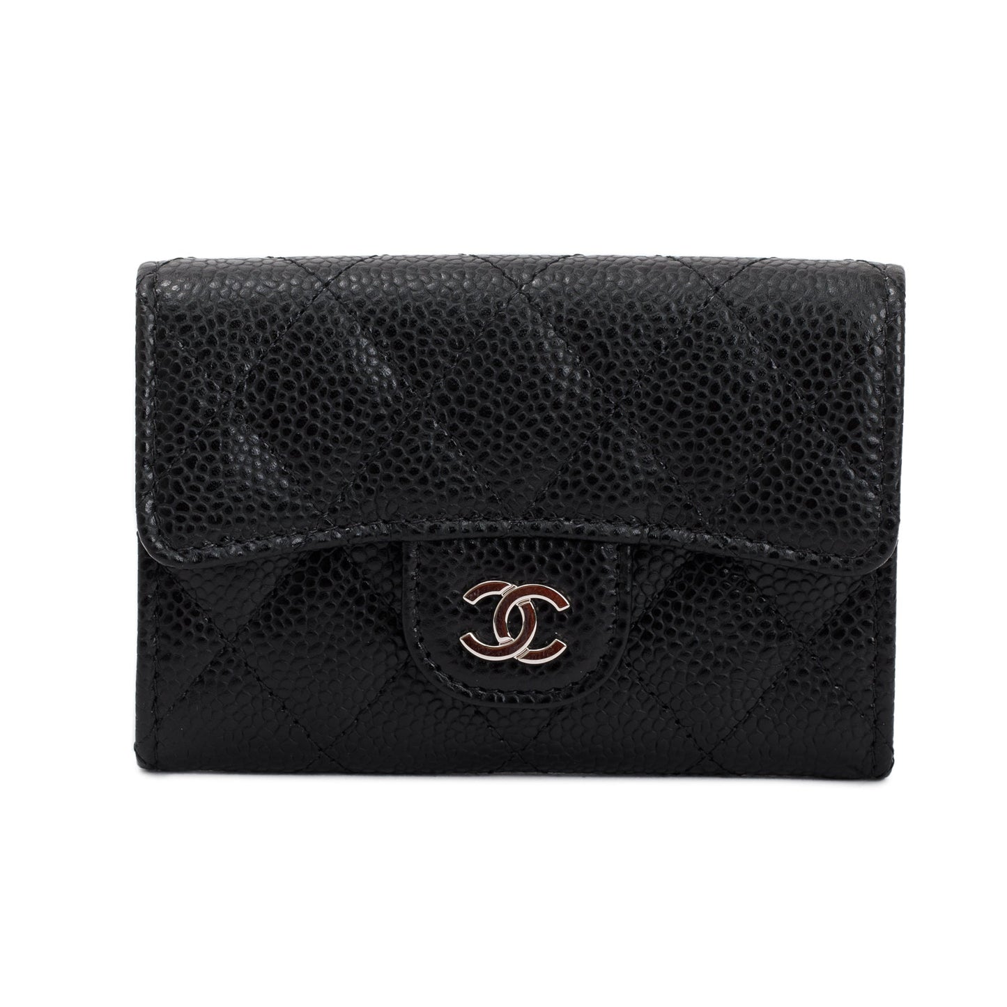 Chanel 2020 Black Caviar Leather Classic Flap Card Holder