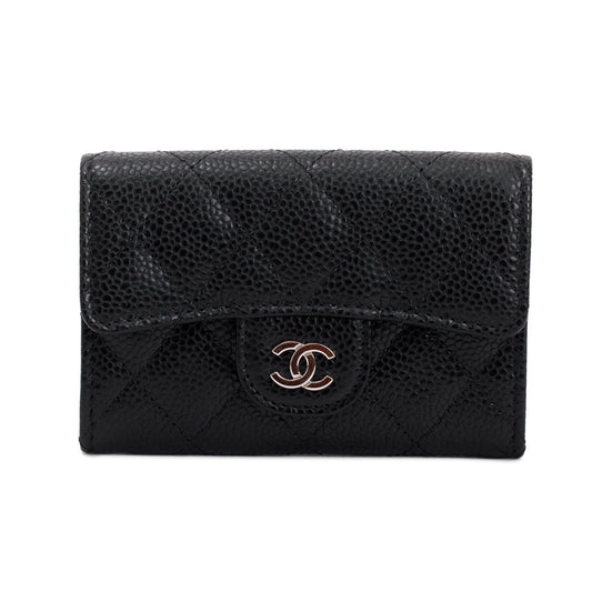 Chanel 2020 Black Caviar Leather Classic Flap Card Holder