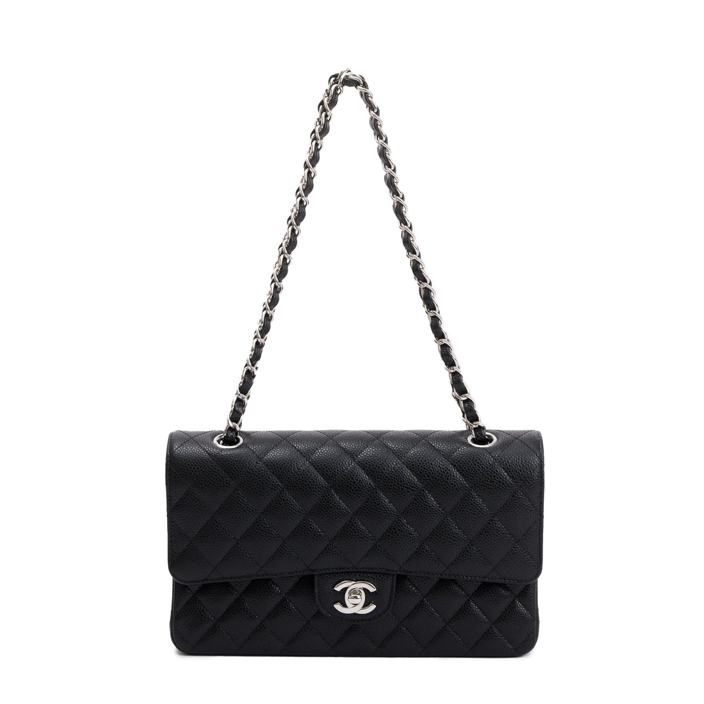 Chanel 2020 Black Caviar Leather Classic Medium Double Flap Bag