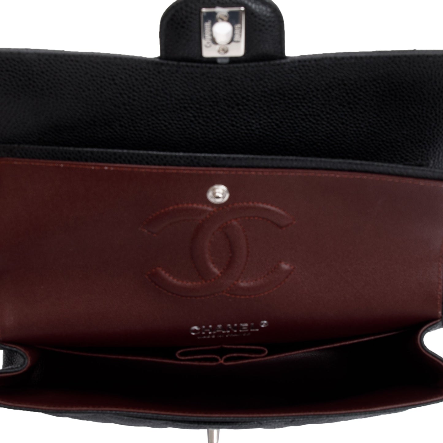 Chanel 2020 Black Caviar Leather Classic Medium Double Flap Bag