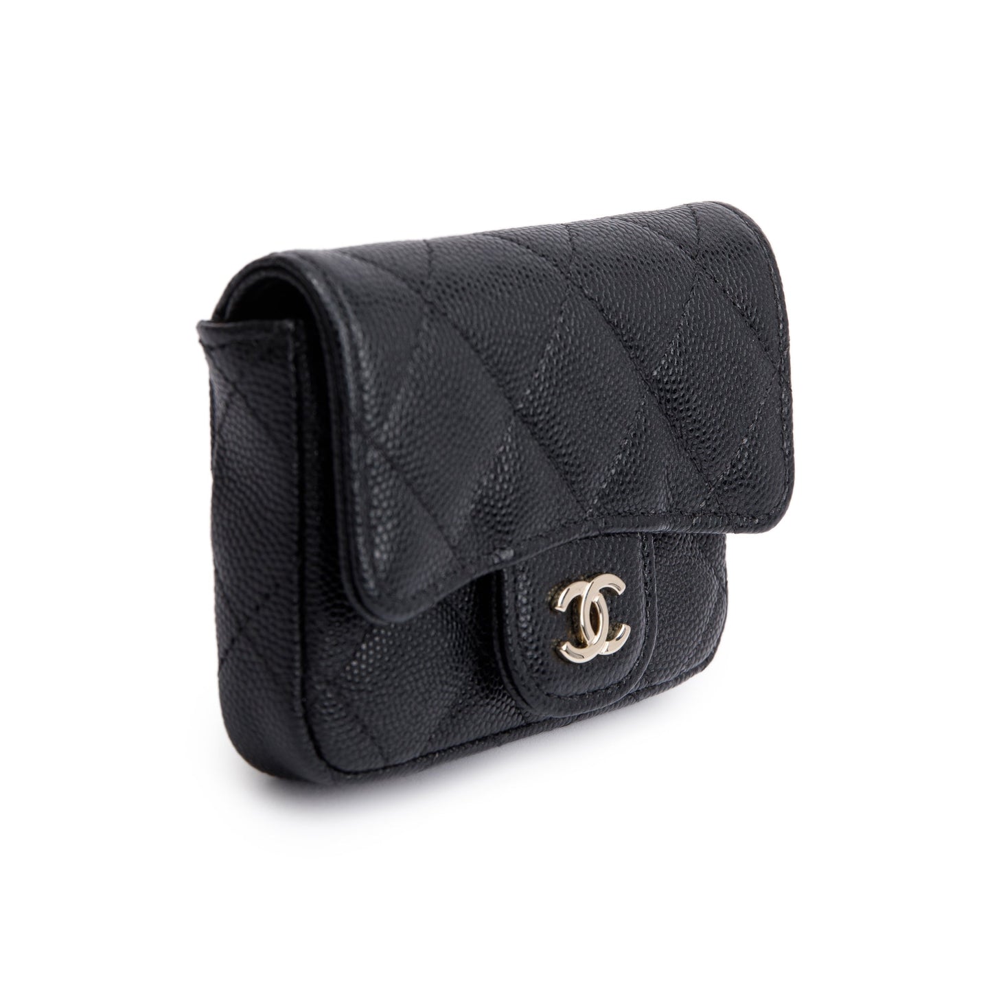 Chanel 2020 Black Quilted Caviar Leather Mini Chain Belt Bag