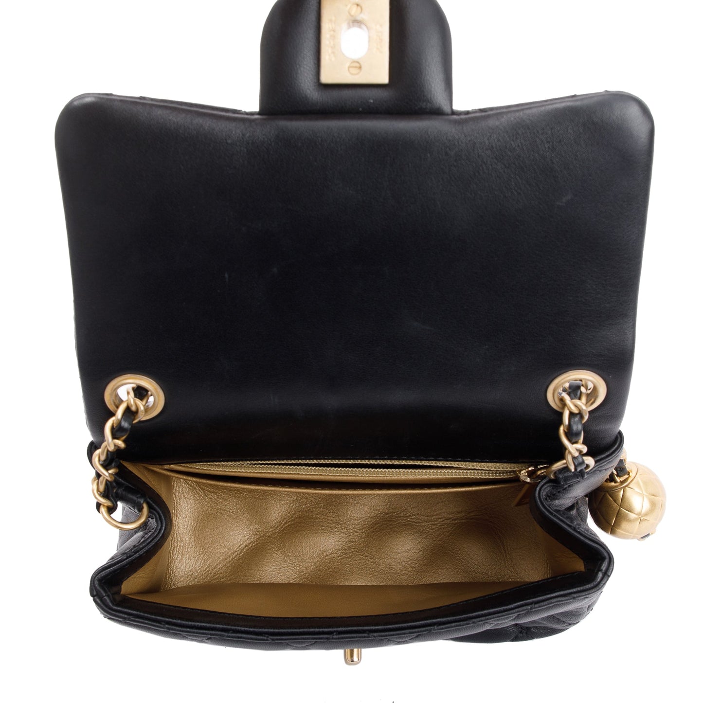 Chanel 2020 Black Quilted Lambskin Pearl Crush Square Mini Flap Bag
