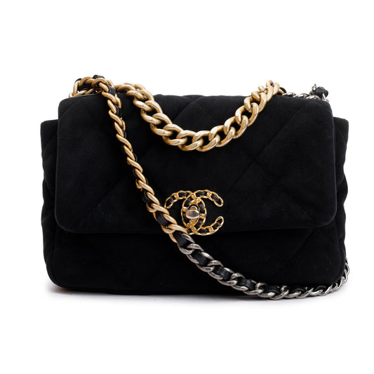 Chanel 2020 Black Velvet Medium 19 Flap Bag