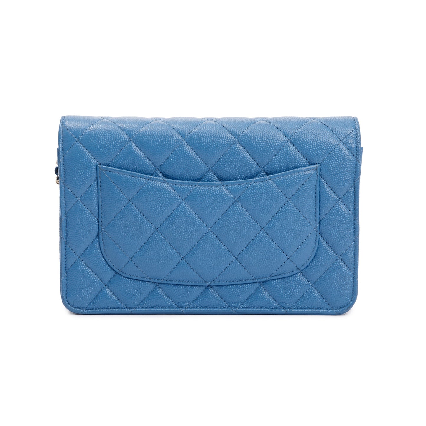 Chanel 2020 Blue Caviar Leather Classic Wallet on Chain