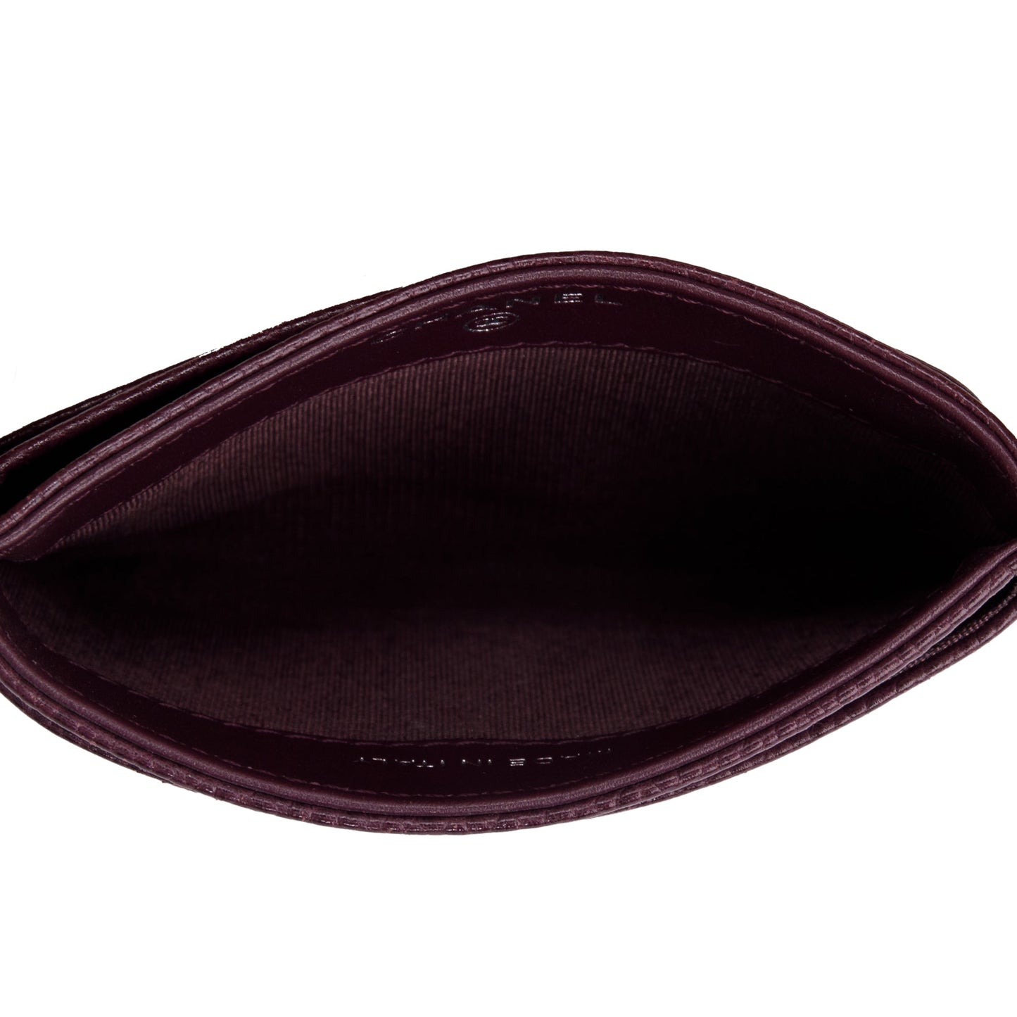 Chanel 2020 Burgundy Camellia Embossed Caviar Leather Classic Card Holder