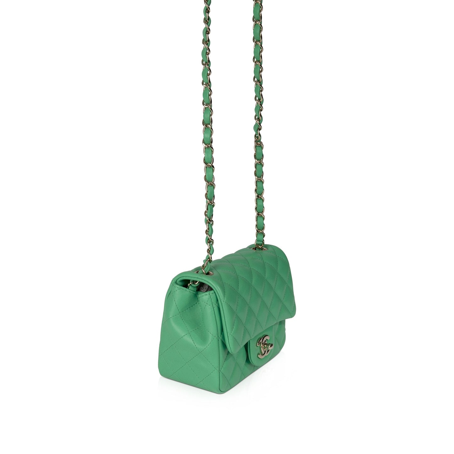 Chanel 2020 Green Classic Mini Square Flap Bag