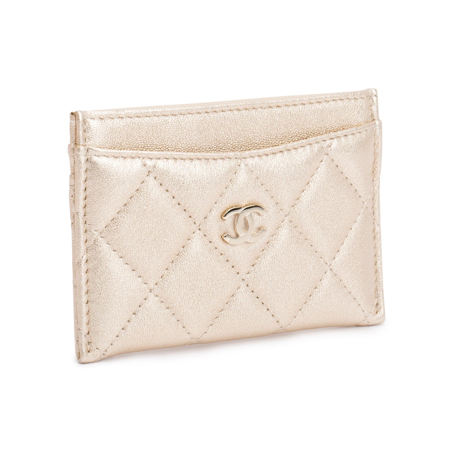 Chanel 2020 Metallic Gold Calfskin Leather Classic Card Holder